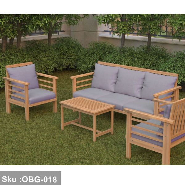 Living room set for 5 people, red beech wood - OBG-018