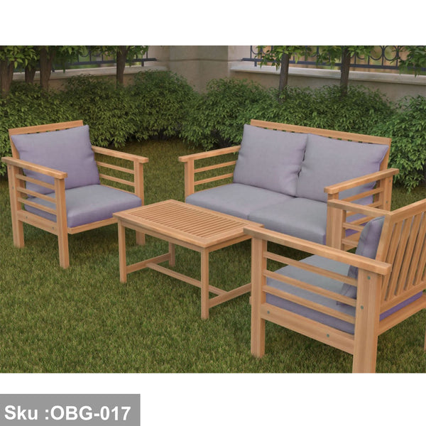 Living room set for 4 people, red beech wood - OBG-017