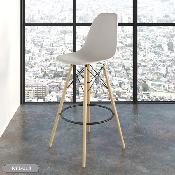 Modern acrylic bar stool with beech wood legs - RYL-018