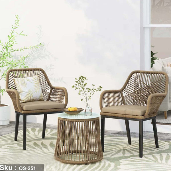 Set of 2 chairs and a table made of ropes - OS-251