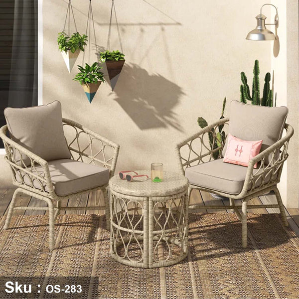 Set of 2 chairs and a table made of rattan - OS-283