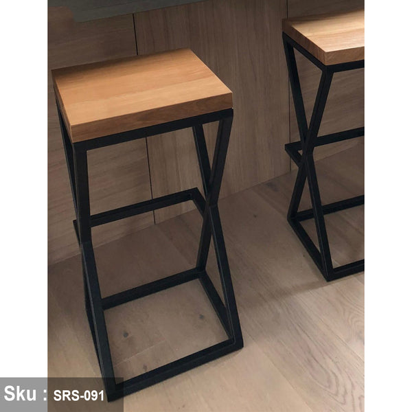 Steel and Wood Bar Stool - SRS-091