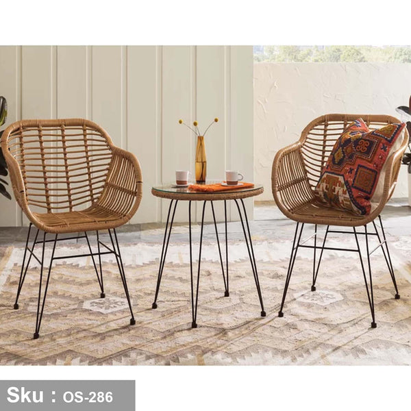 Set of 2 rattan chairs and table - OS-286
