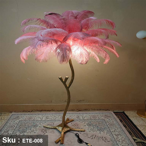 Natural ostrich feather tree, pink color, large size - ETE-008