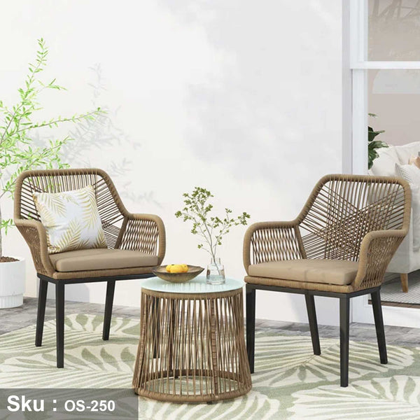 Set of 2 chairs and a table made of rattan - OS-250