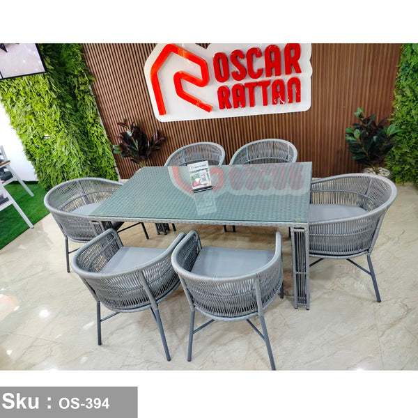 Ivana rattan dining set for 6 people - OS-394