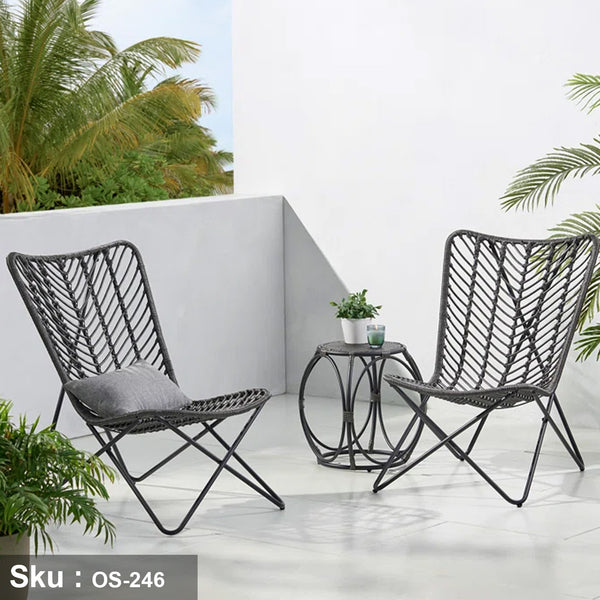 Set of 2 chairs and a table made of rattan -OS-246