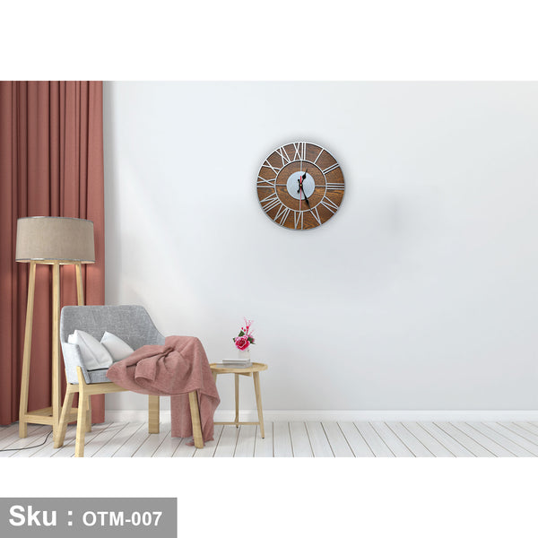 Metal Wall Clock with Electrostatic Coating and MDF Wood 40X40cm - OTM-007