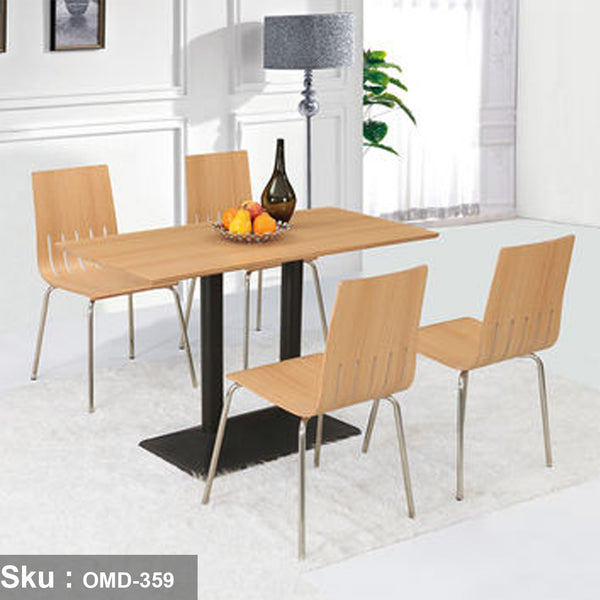Dining table set with 4 chairs - natural wood - OMD-359