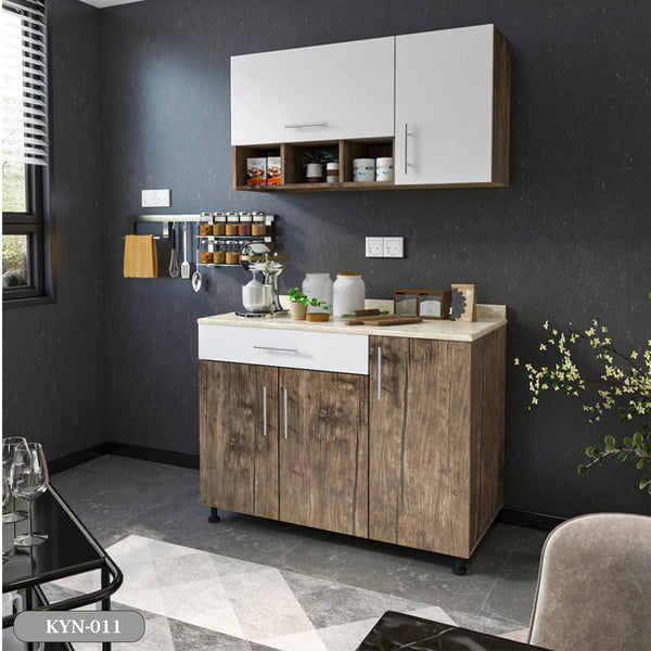 Two-piece kitchen with wood countertops and MDF wood - KYN-011