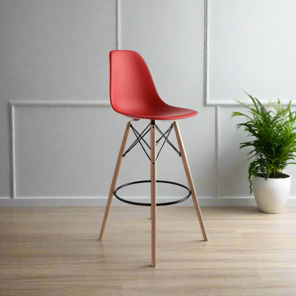 Modern acrylic bar stool with beech wood legs - RYL-017