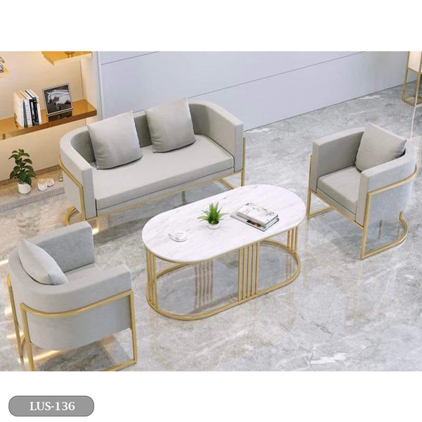 Metal sofa set and white marble quartz table - LUS-136