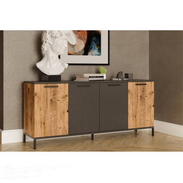 Beige and dark gray Spanish MDF buffet - 72 x 40 x 160 cm - OSM-573