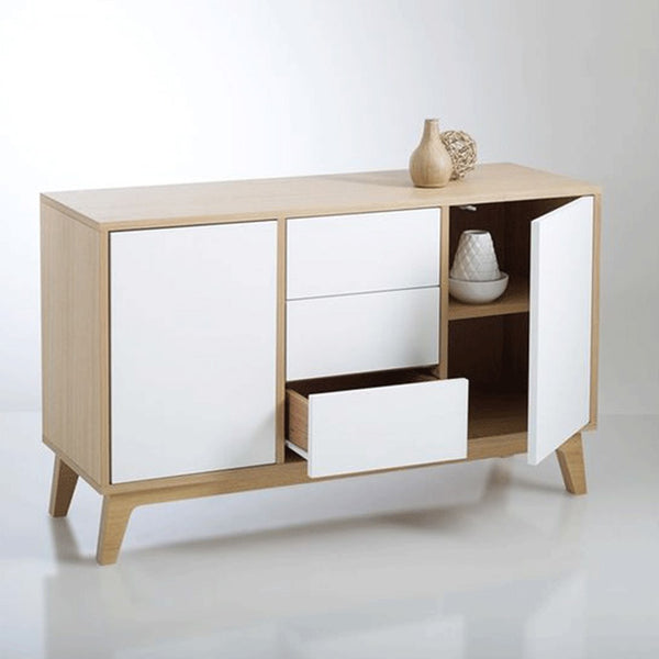 White and beige MDF buffet - 80 x 140 x 40 cm - OSM-570