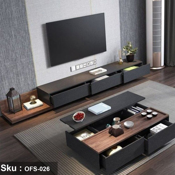 Coffee table and TV table from treated Spanish MDF wood - OFS-026