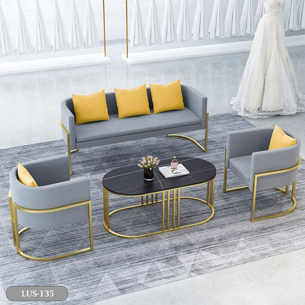 Metal sofa set and black marble quartz table - LUS-135