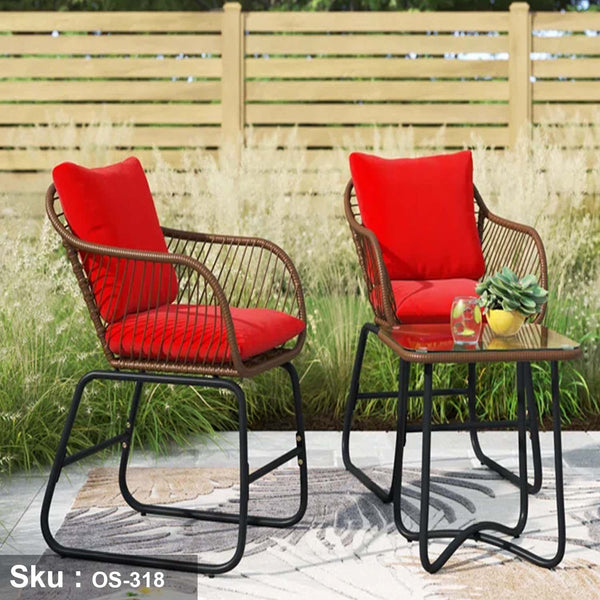 Set of 2 chairs and a table made of rattan - OS-318