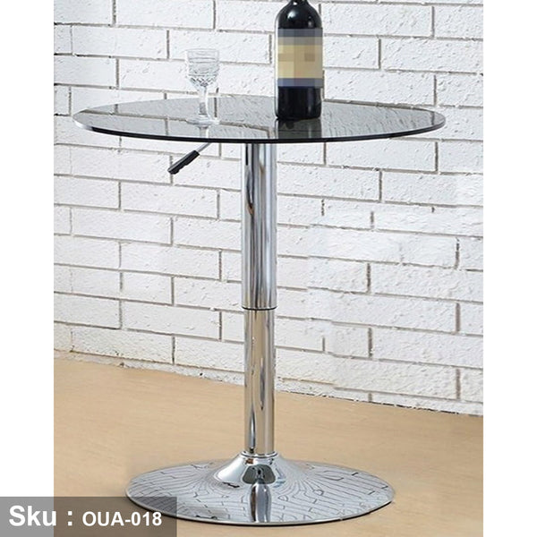 Securit Glass and Stainless Bar Table - OUA-018