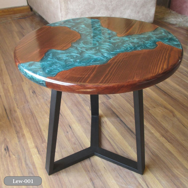 Natural wood circular coffee table - LEW-001