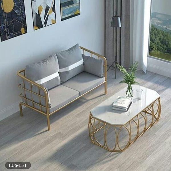 Metal sofa set and white Carrara marble table - LUS-151