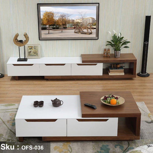TV and coffee table made of treated Spanish MDF wood - OFS-036