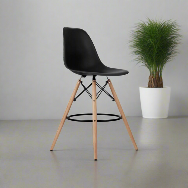 Modern acrylic bar stool with beech wood legs - RYL-013