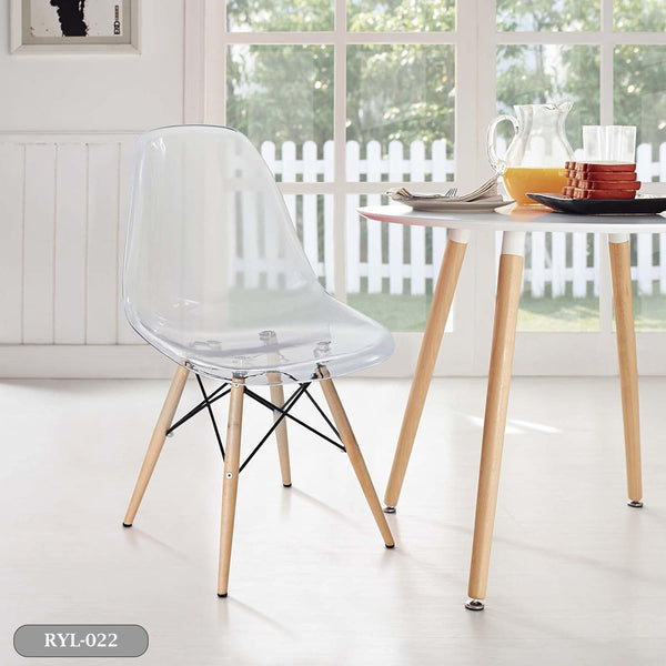 Modern transparent acrylic chair with red beech wood legs - RYL-022