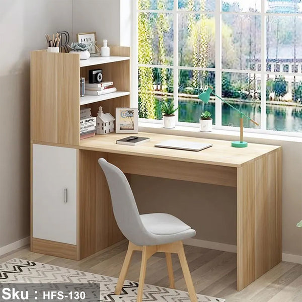 Desk with storage unit and high-quality MDF wooden shelves - HFS-130