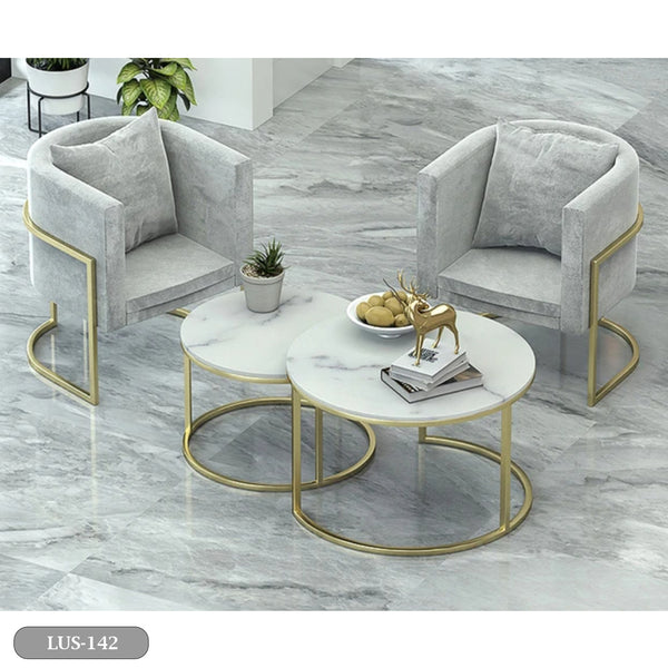 Metal sofa set and white marble quartz table - LUS-142