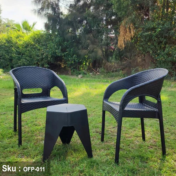 Bamboo plastic set of 2 chairs and table - OFP-011