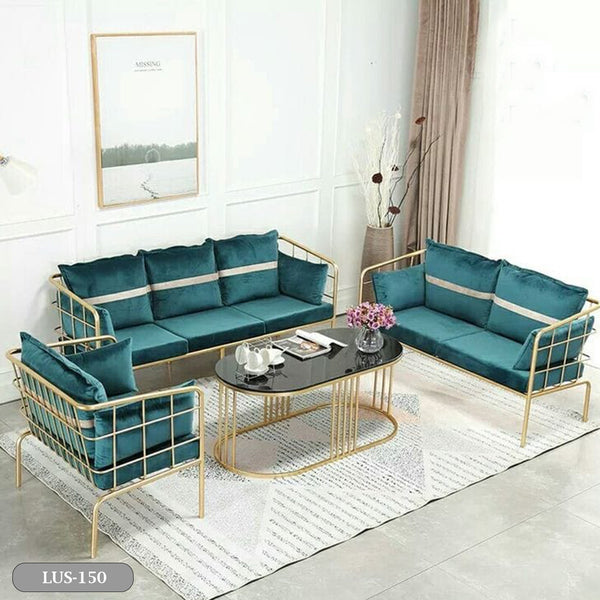 Metal sofa set and black Galaxy marble table - LUS-150