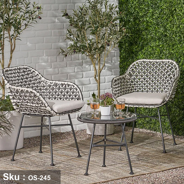 Set of 2 rattan chairs and table - OS-245