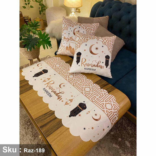 Set of 2 cushions and velvet tablecloth - RAZ-189