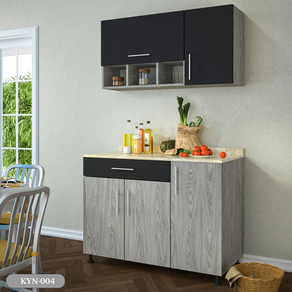 Two-piece kitchen with wood countertops and MDF wood - KYN-004