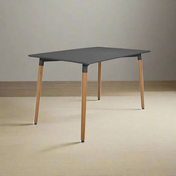 MDF disc table with melamine layer with beech wood legs and iron chassis 120x75cm - RYL-046