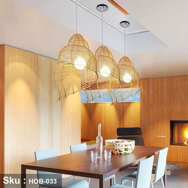 Natural Bamboo Chandelier 30x40cm - HOB-033