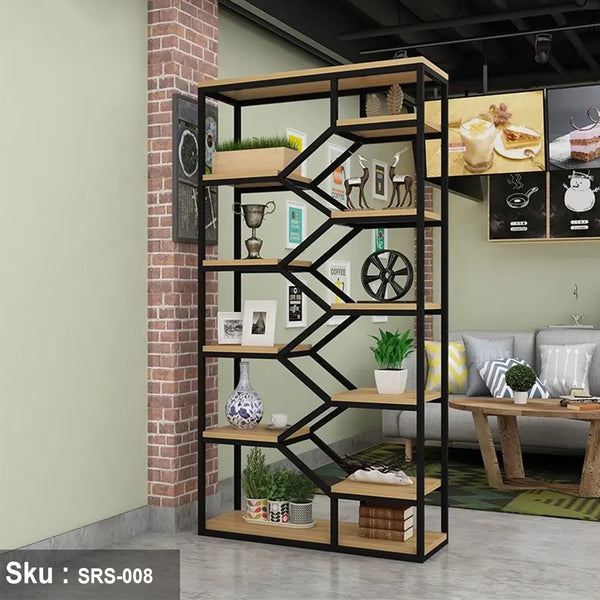 Steel and wood wall display unit - SRS-008