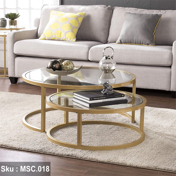 Odelia coffee table, iron, electrostatic paint and glass