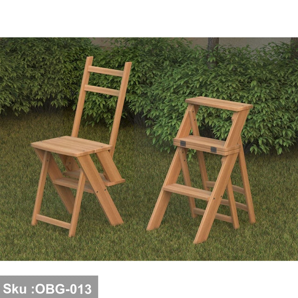 كرسي سلم خشب زان احمر - OBG-013