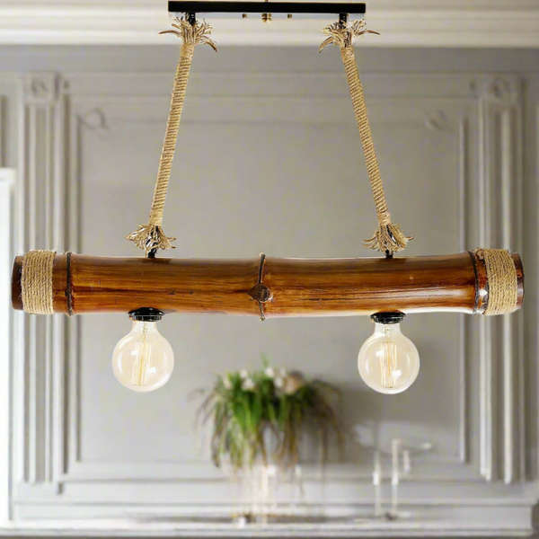 Bamboo and rope chandelier for interior decoration - ELF-077