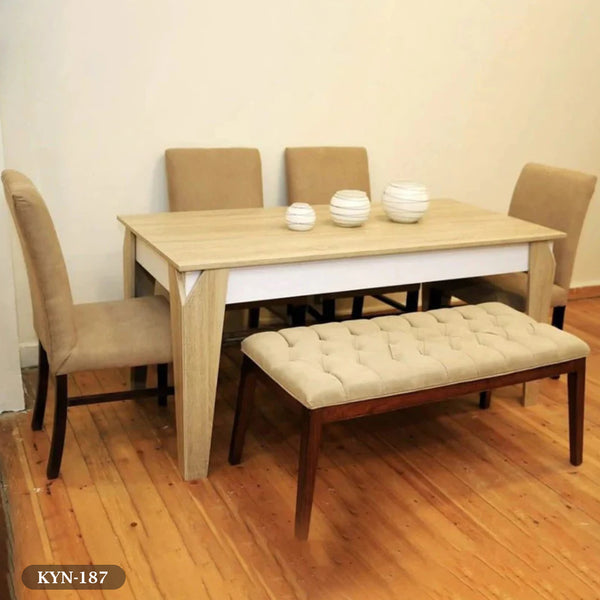 Dining table - 6 pieces of red beech wood and MDF wood table - KYN-187