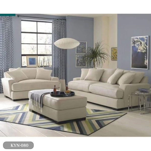 Beech wood living room set with linen or velvet fabric - KYN-080