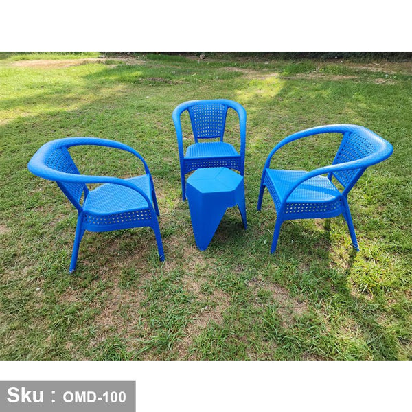 Set of 3 chairs and plastic table - OMD-100