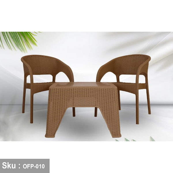 Bamboo plastic set of 2 chairs and table - OFP-010