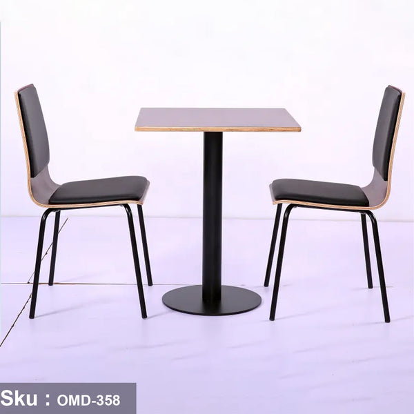 Dining table and 2 chairs set - natural wood - OMD-358