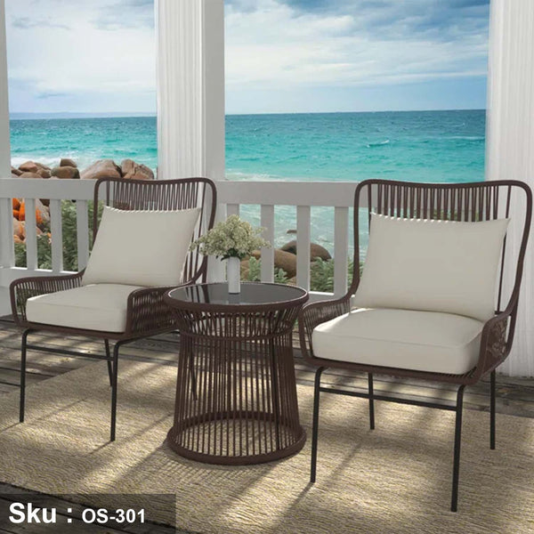 Set of 2 chairs and a table made of rattan - OS-301