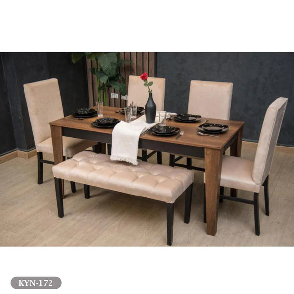 Dining table - 6 pieces of red beech wood and MDF wood table - KYN-172