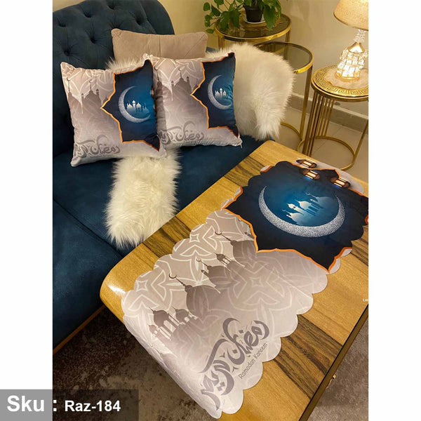 Set of 2 cushions and velvet tablecloth - RAZ-184