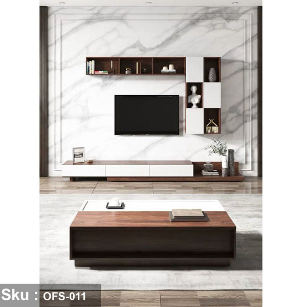 TV and coffee table and unit made of treated Spanish MDF wood - OFS-011