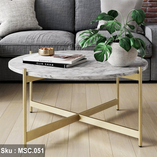 illy coffee table, 80 * 45, golden marble